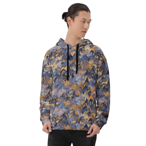 Indigo Petal Drift on a Hoodie