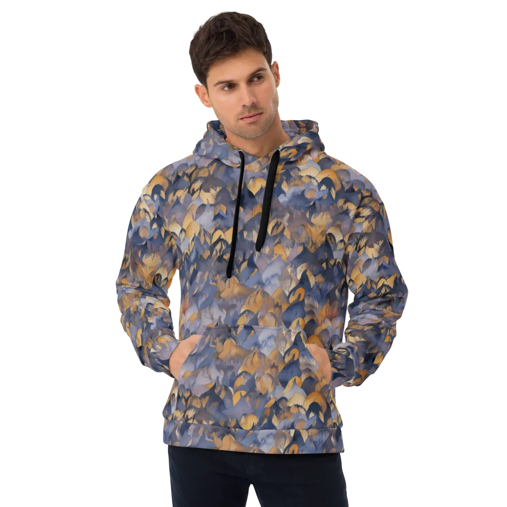 Indigo Petal Drift on Hoodie — Front