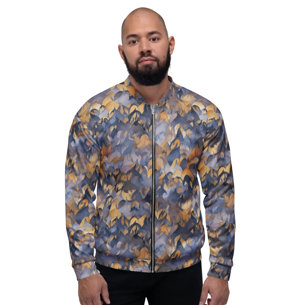 Indigo Petal Drift on Bomber Jacket — Front