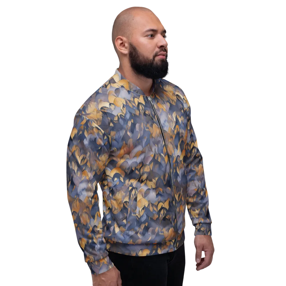 Indigo Petal Drift on Bomber Jacket — Right
