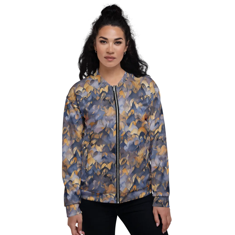 Indigo Petal Drift on Bomber Jacket — Front