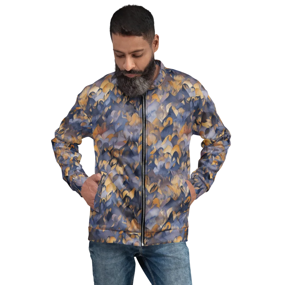 Indigo Petal Drift on Bomber Jacket — Front