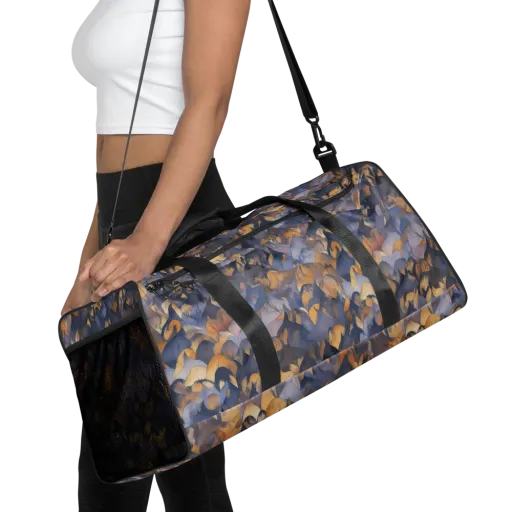 Indigo Petal Drift on a Duffle Bag