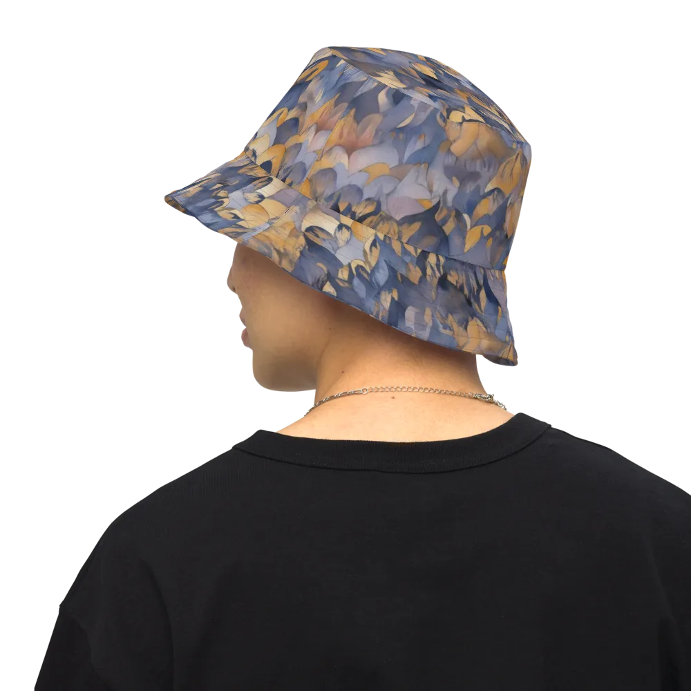 Indigo Petal Drift on Reversible Bucket Hat — Back Inside