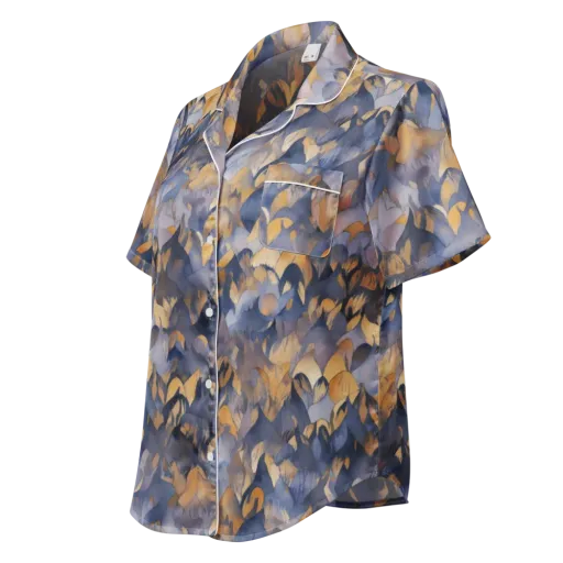 Indigo Petal Drift on a Women's Short Sleeve Pajama Top