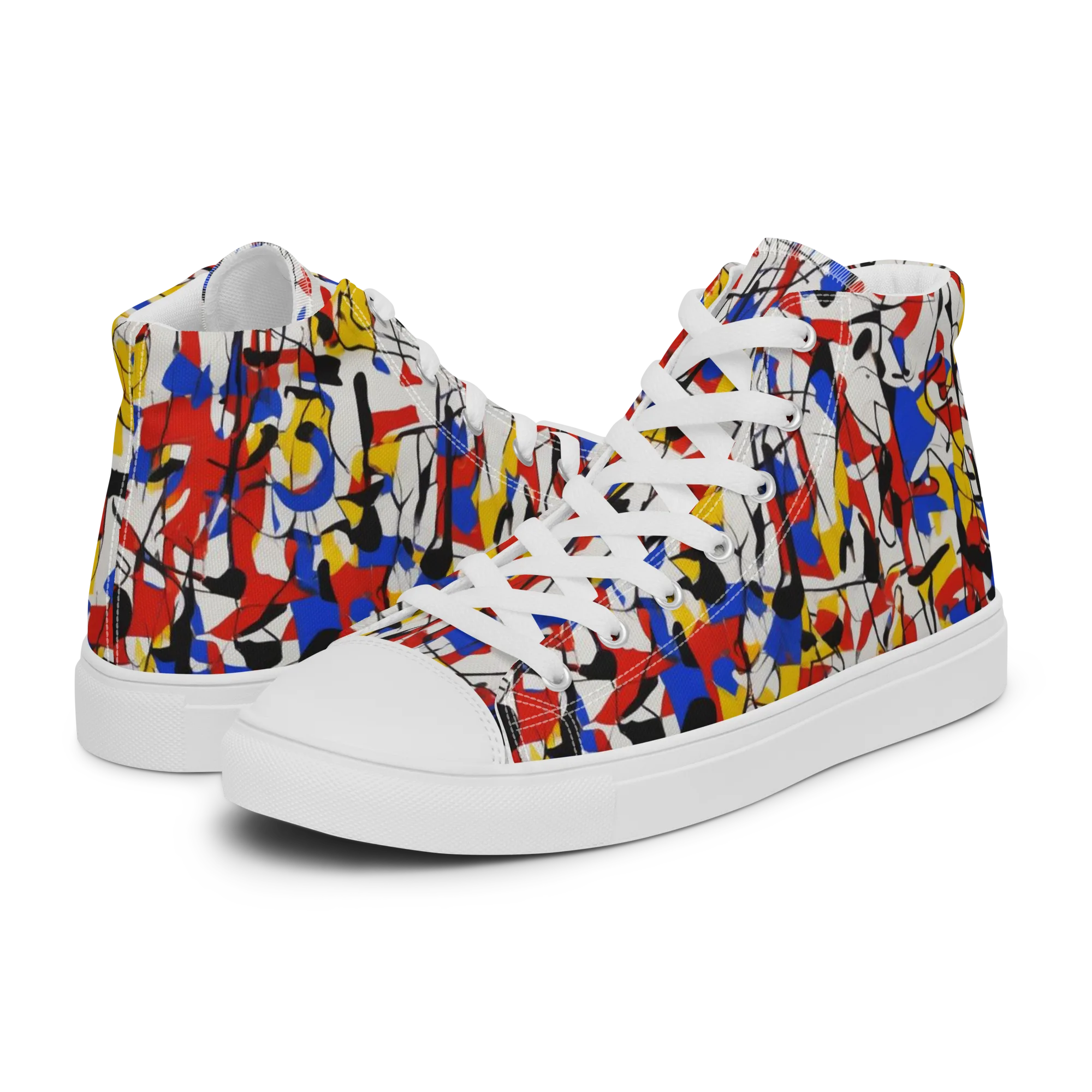 Chromatic Tangent on Men's High Top Canvas Shoes — Left