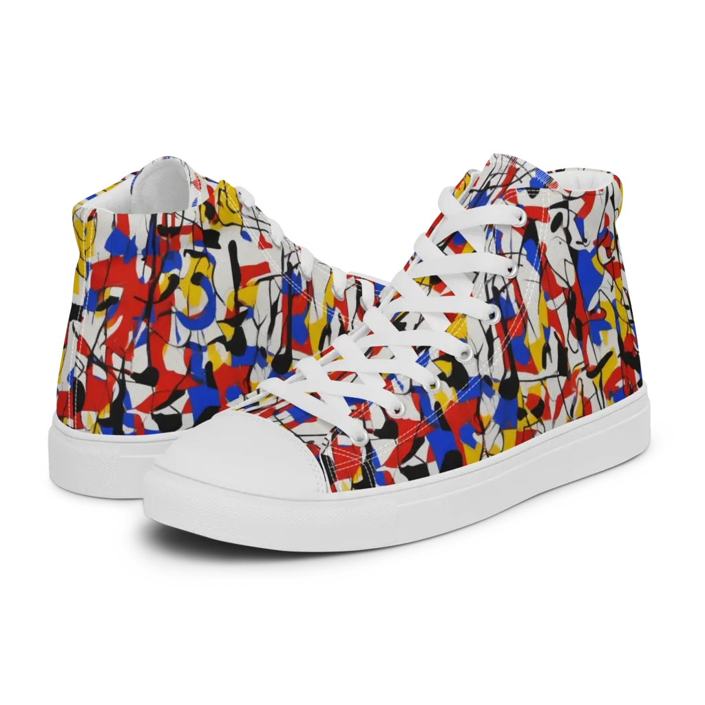 Chromatic Tangent on Men's High Top Canvas Shoes — Left