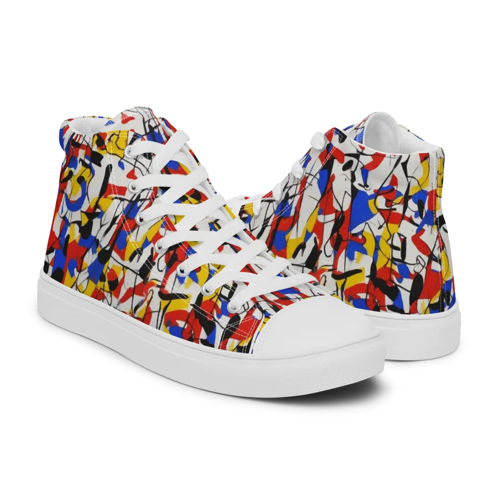 Chromatic Tangent on Men's High Top Canvas Shoes — Right