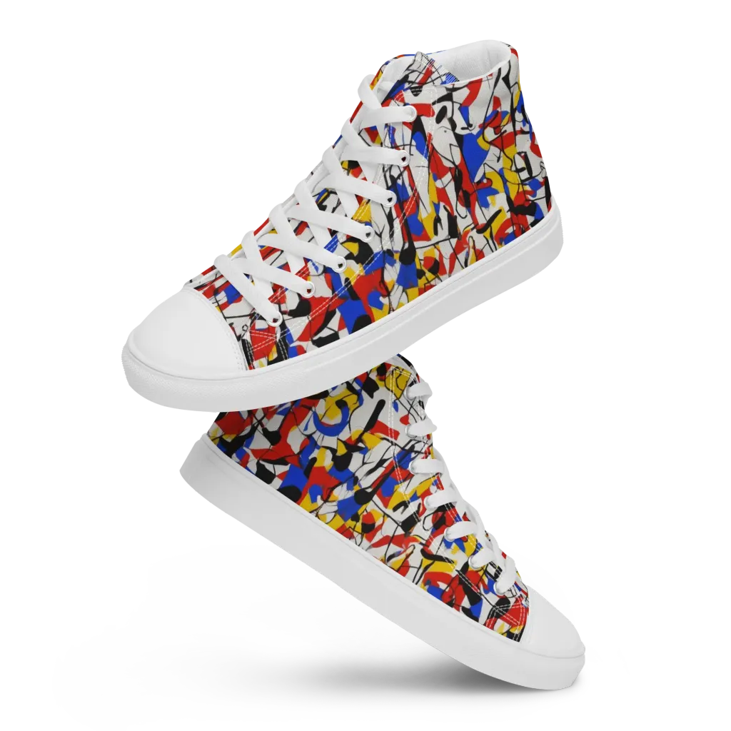 Chromatic Tangent on Men's High Top Canvas Shoes — Front