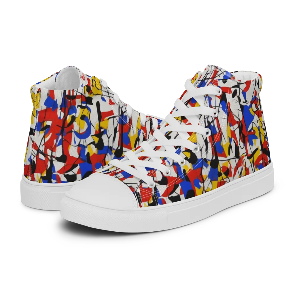 Chromatic Tangent on Women's High Top Canvas Shoes — Left