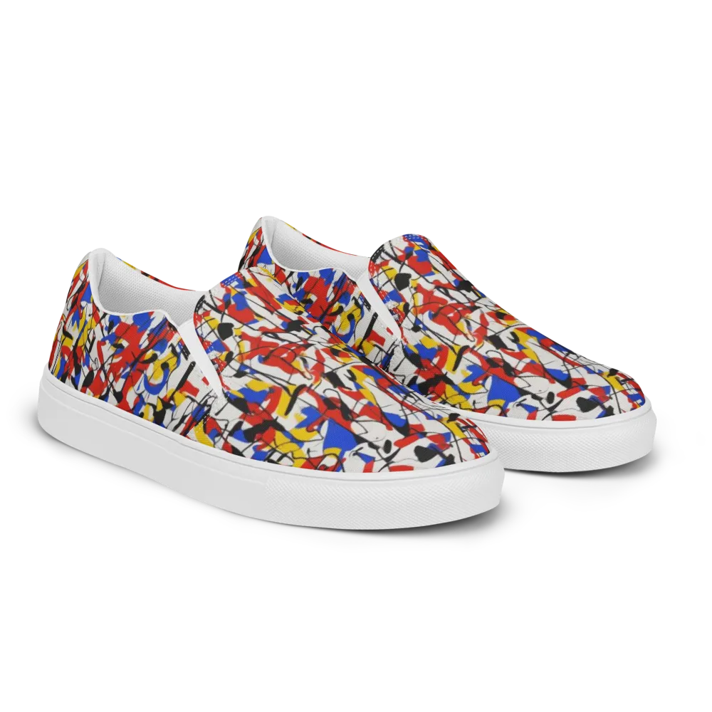 Chromatic Tangent on Men's Slip-On Canvas Shoes — Right Front