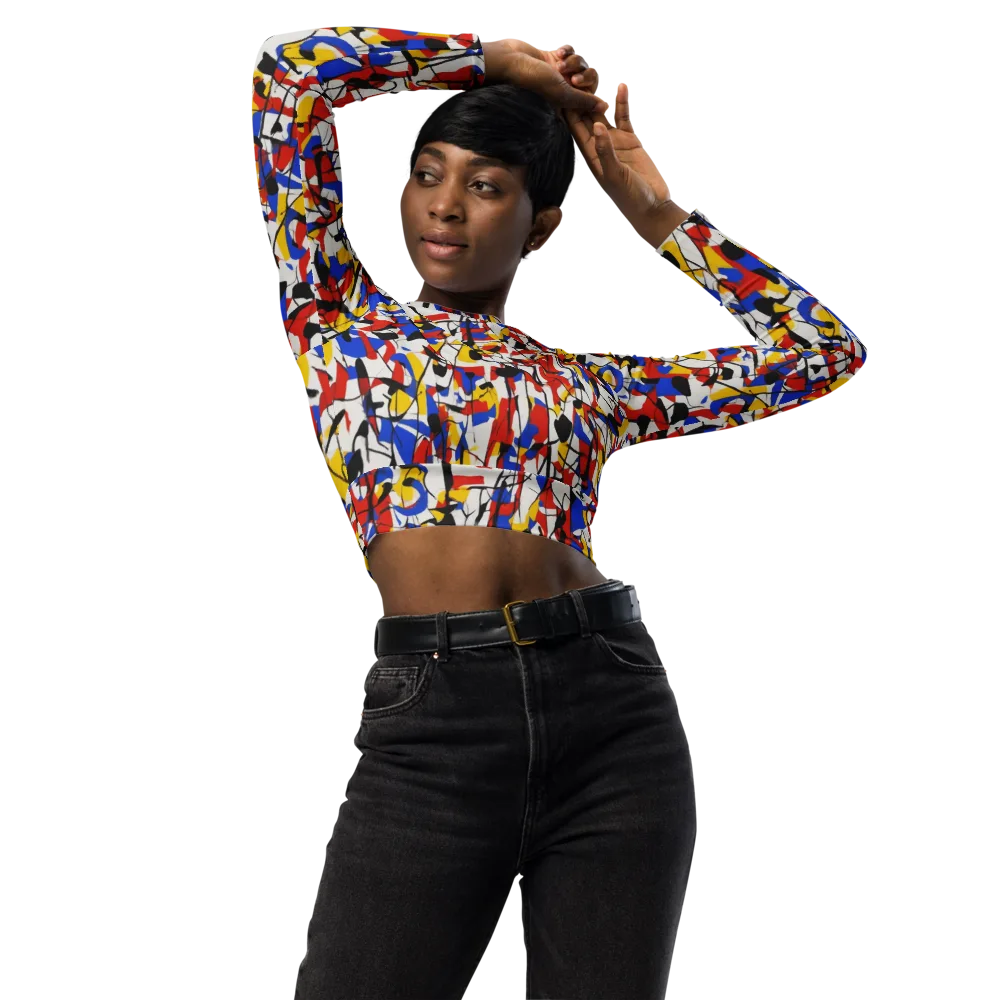 Chromatic Tangent on Long Sleeve Crop Top — Front