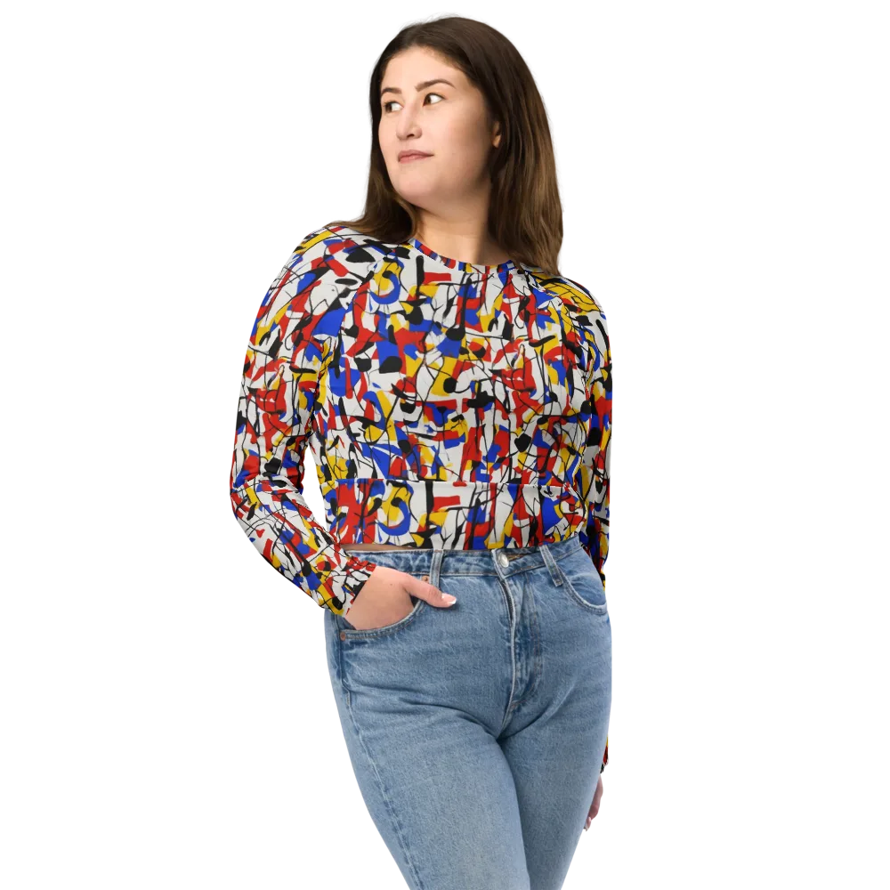 Chromatic Tangent on Long Sleeve Crop Top — Front