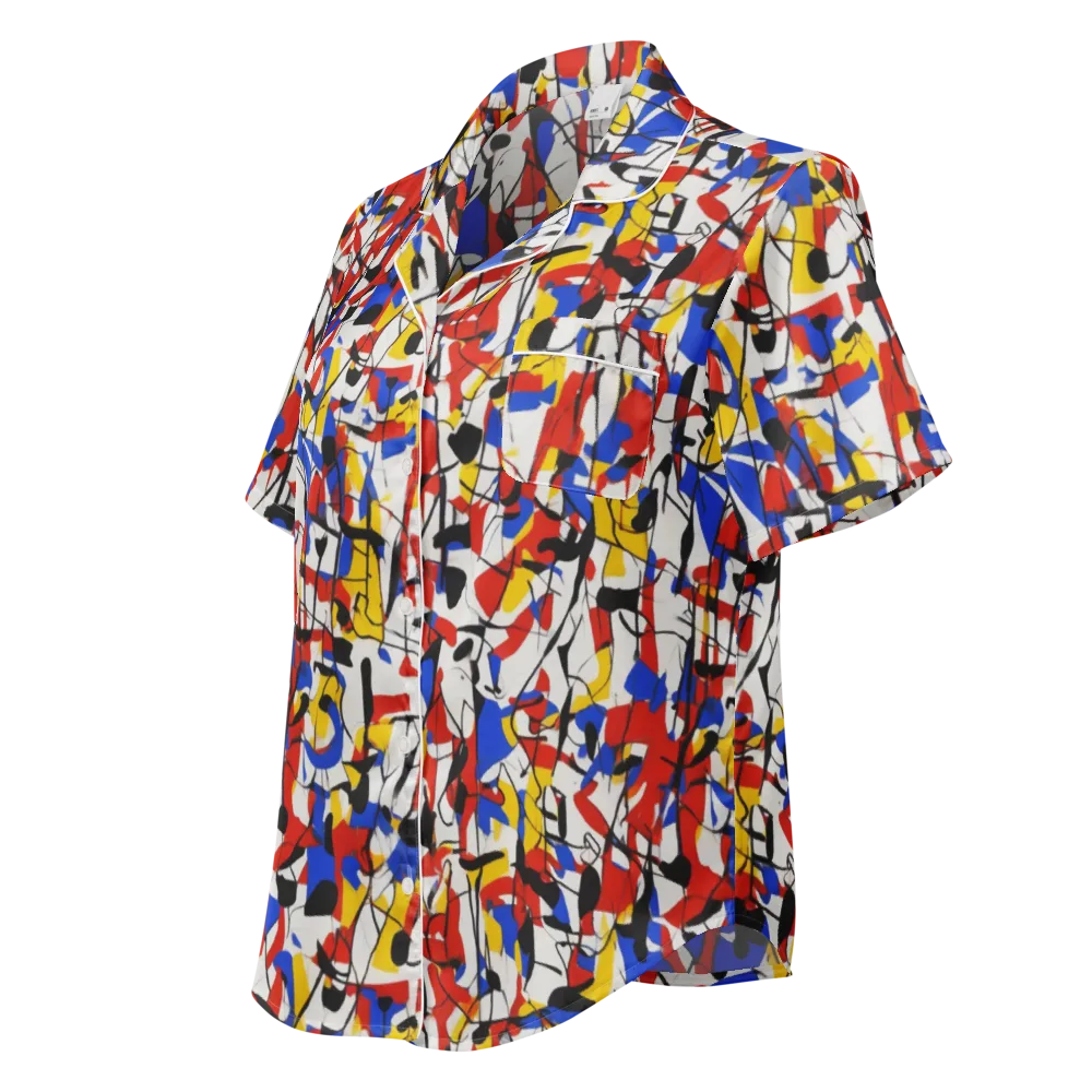 Chromatic Tangent on Women's Short Sleeve Pajama Top — Left Front