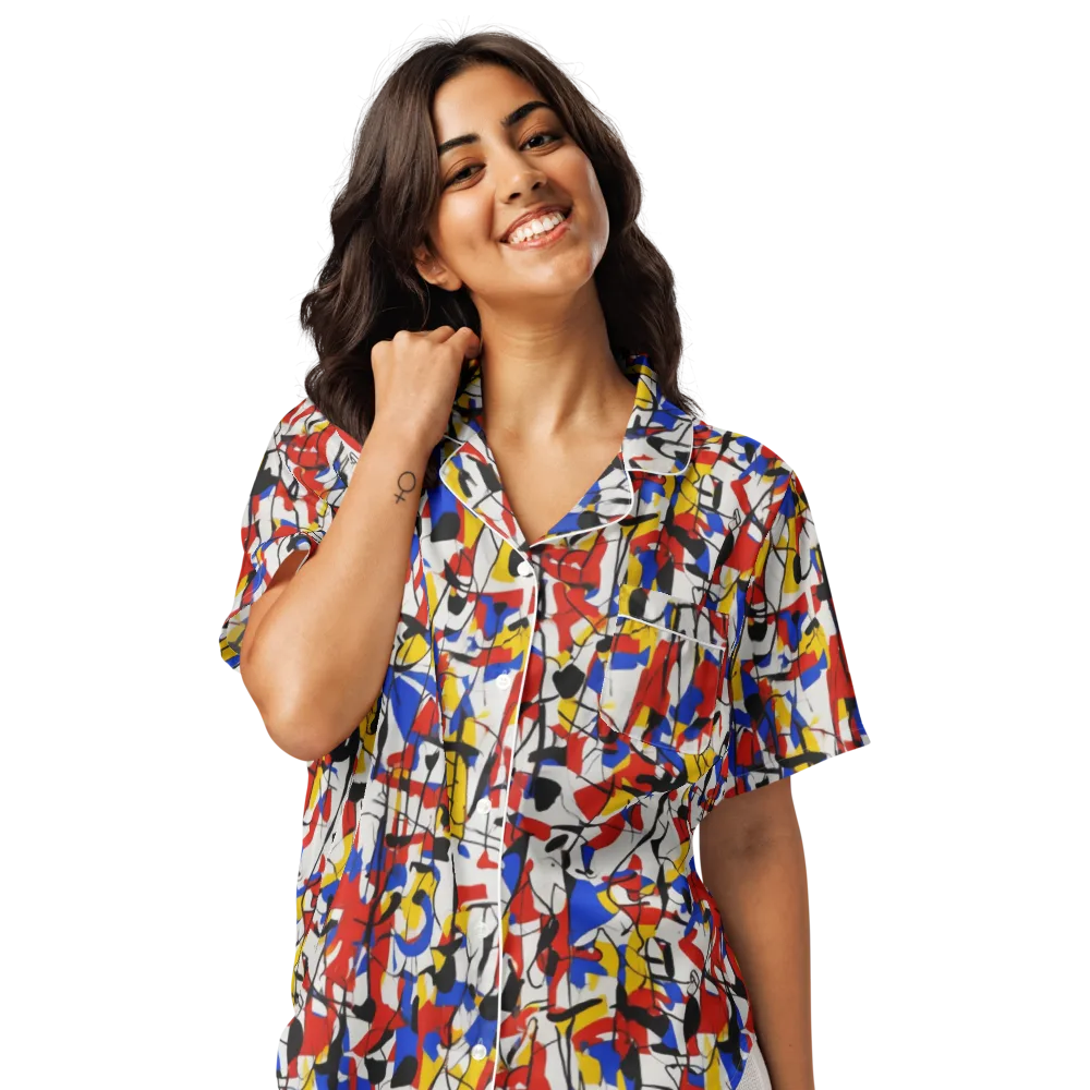 Chromatic Tangent on Women's Short Sleeve Pajama Top — Front