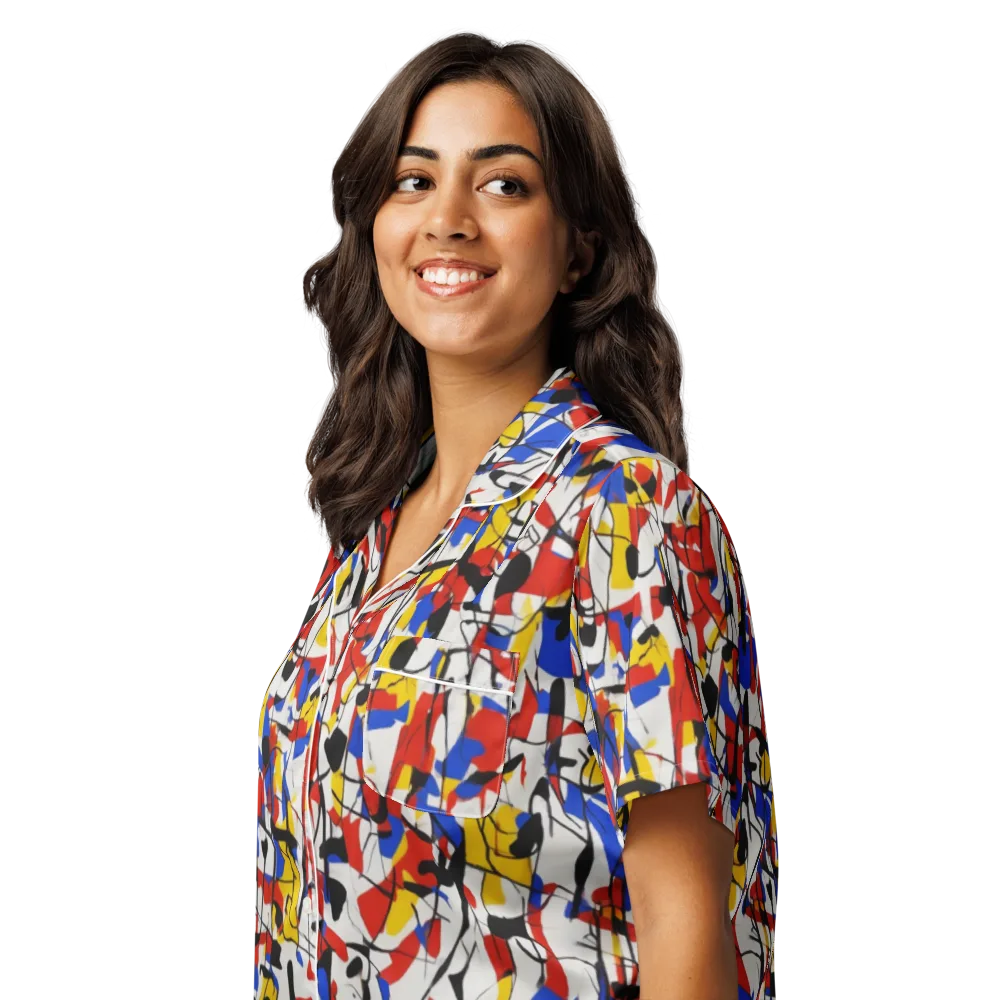 Chromatic Tangent on Women's Short Sleeve Pajama Top — Left Front
