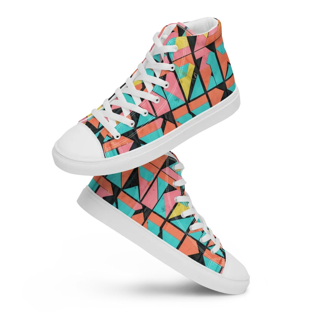 Prism Workshop on Men's High Top Canvas Shoes — Front