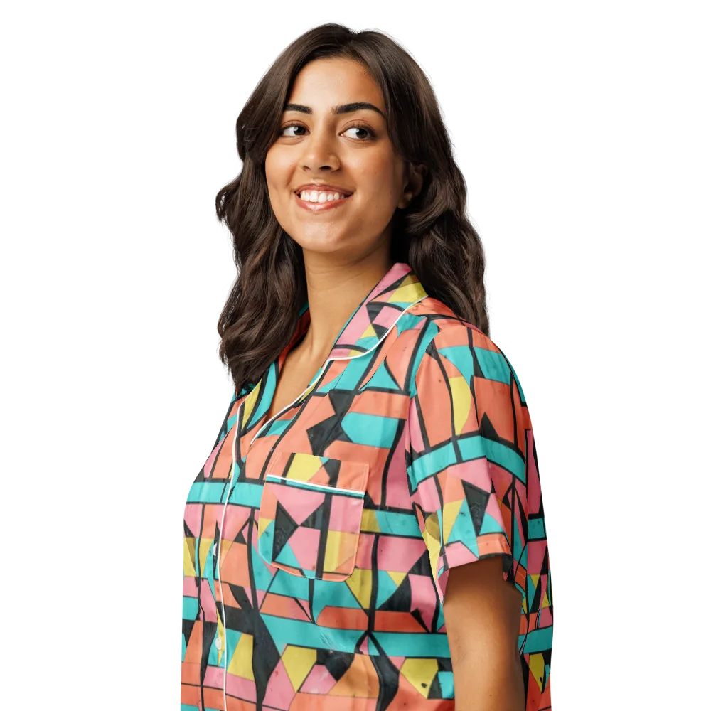 Prism Workshop on Women's Short Sleeve Pajama Top — Left Front