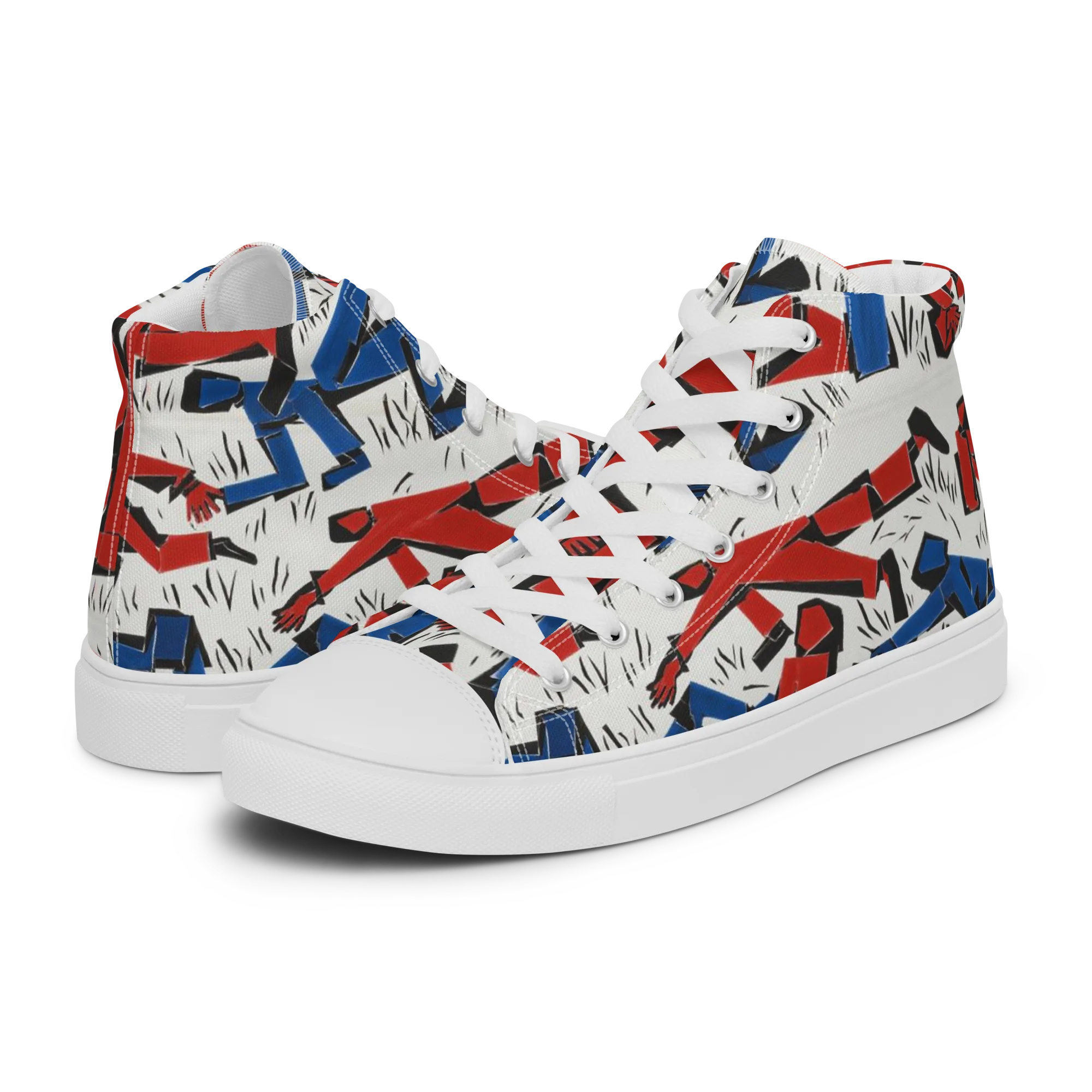 Redline Rhapsody on Men's High Top Canvas Shoes — Left