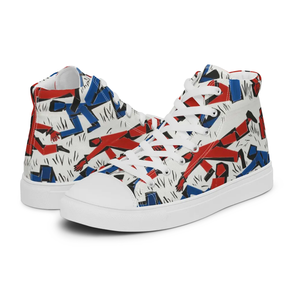 Redline Rhapsody on Men's High Top Canvas Shoes — Left