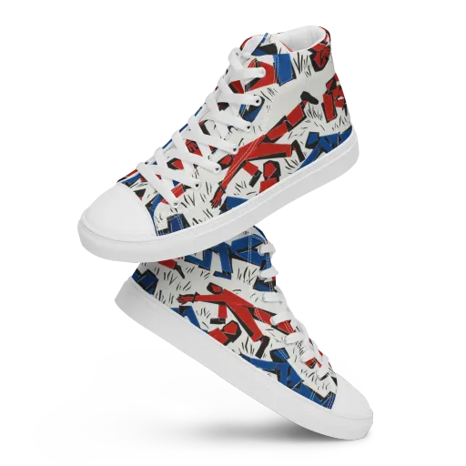 Redline Rhapsody on a Men's High Top Canvas Shoes