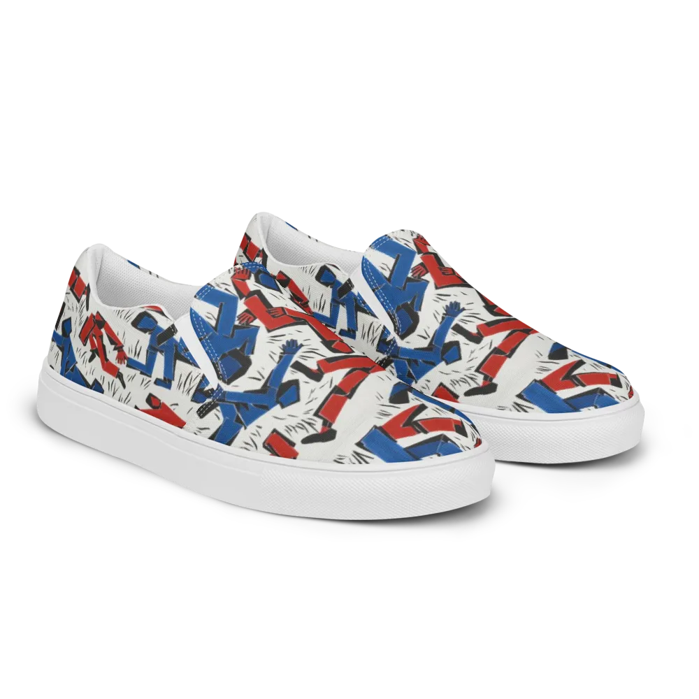 Redline Rhapsody on Men's Slip-On Canvas Shoes — Right Front