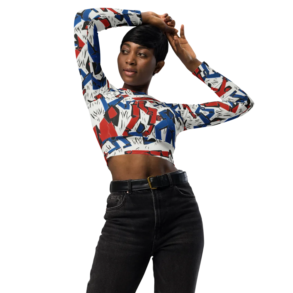 Redline Rhapsody on Long Sleeve Crop Top — Front