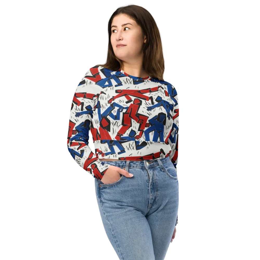 Redline Rhapsody on Long Sleeve Crop Top — Front