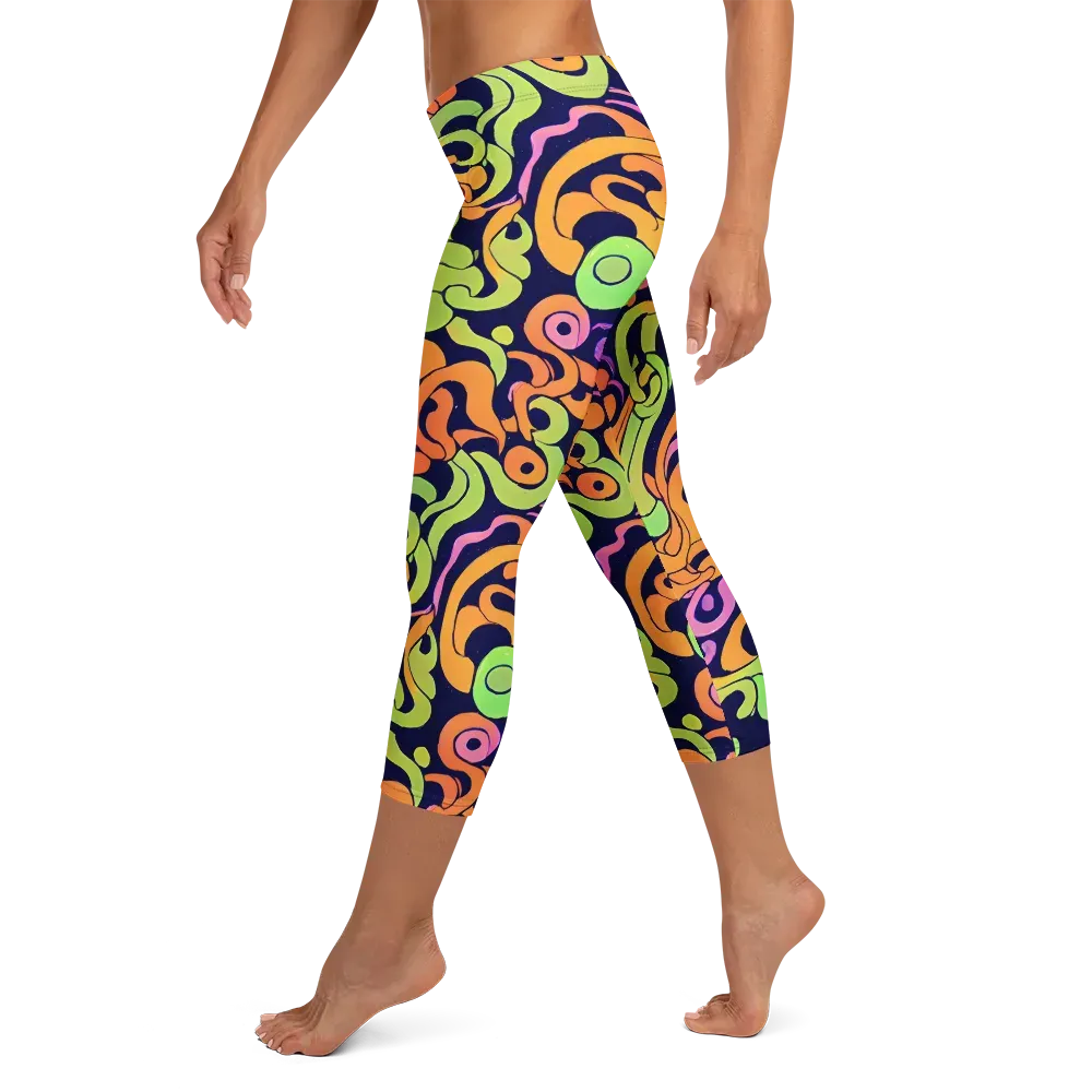 Acid Spiral on Capri Leggings — Left