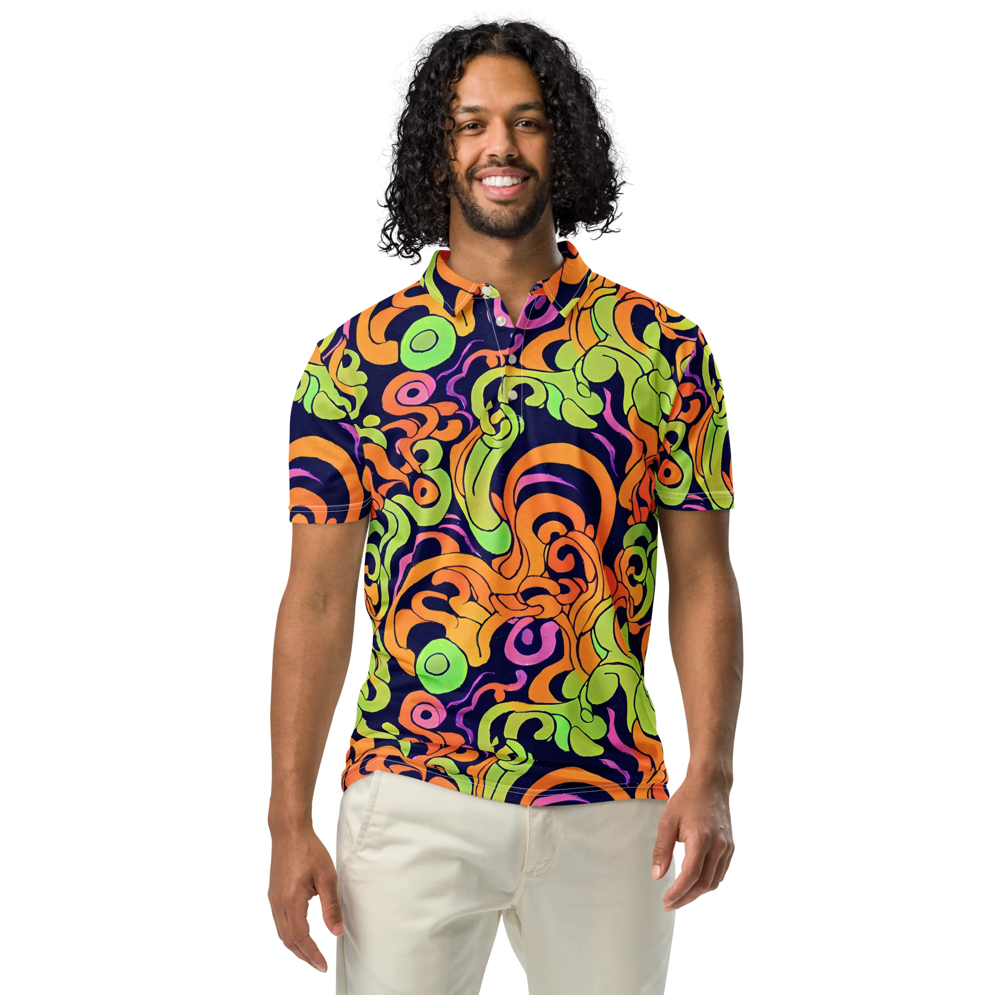 Acid Spiral on Men's Slim Fit Polo Shirt — Front
