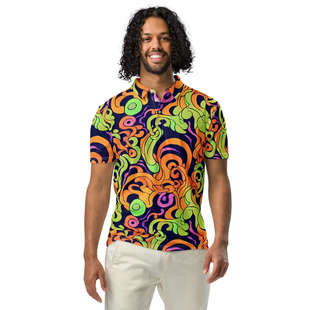 Acid Spiral on Men's Slim Fit Polo Shirt — Front