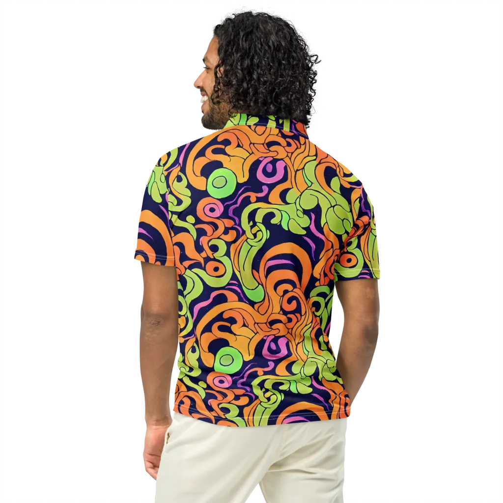Acid Spiral on Men's Slim Fit Polo Shirt — Back