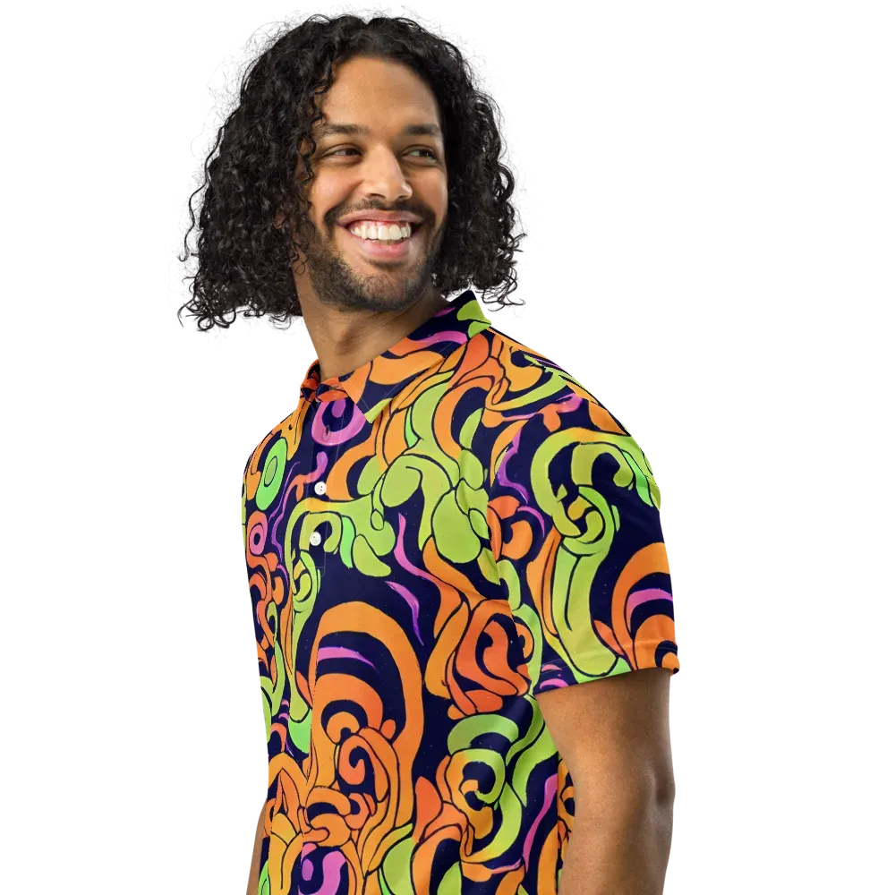 Acid Spiral on Men's Slim Fit Polo Shirt — Left Front