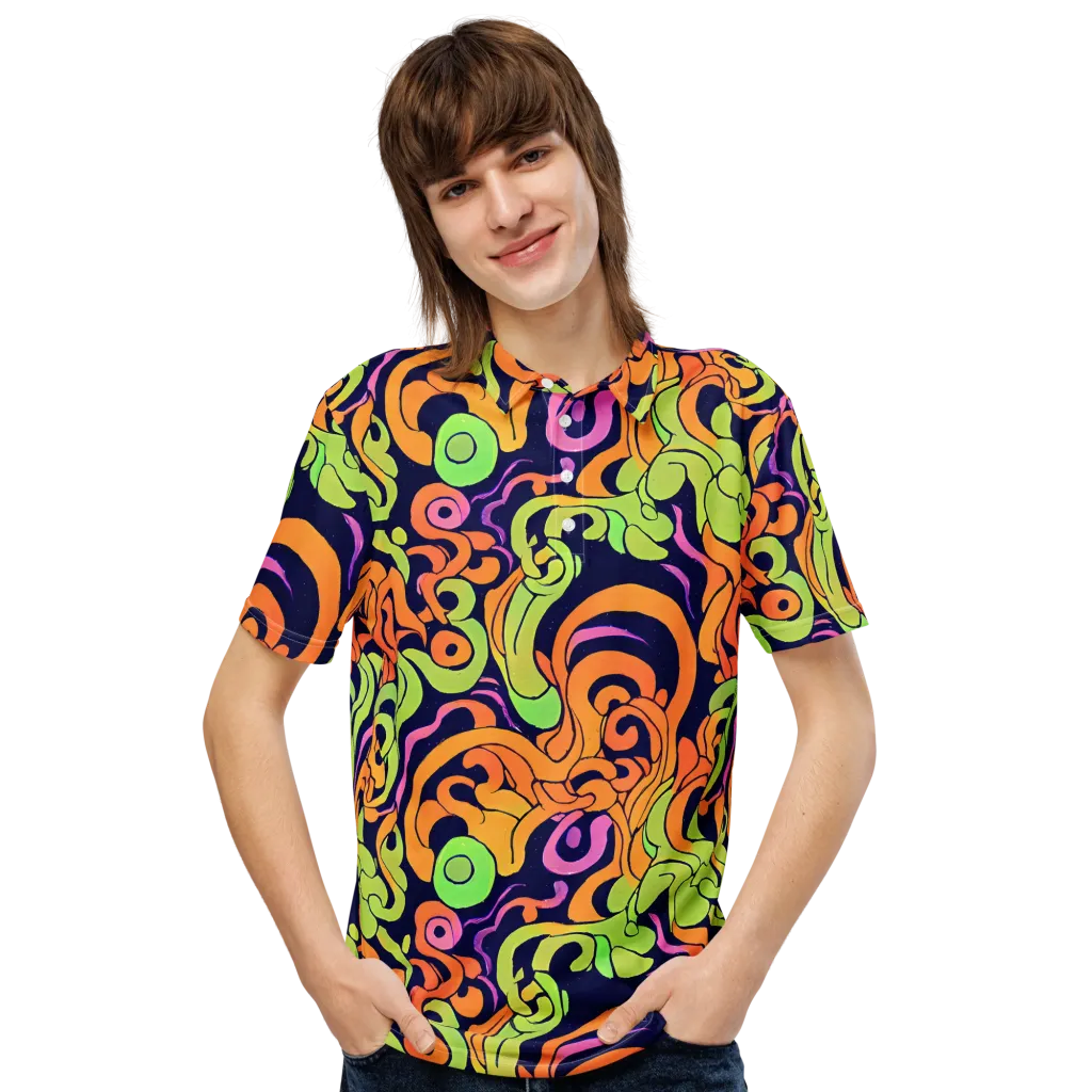 Acid Spiral on Men's Slim Fit Polo Shirt — Front