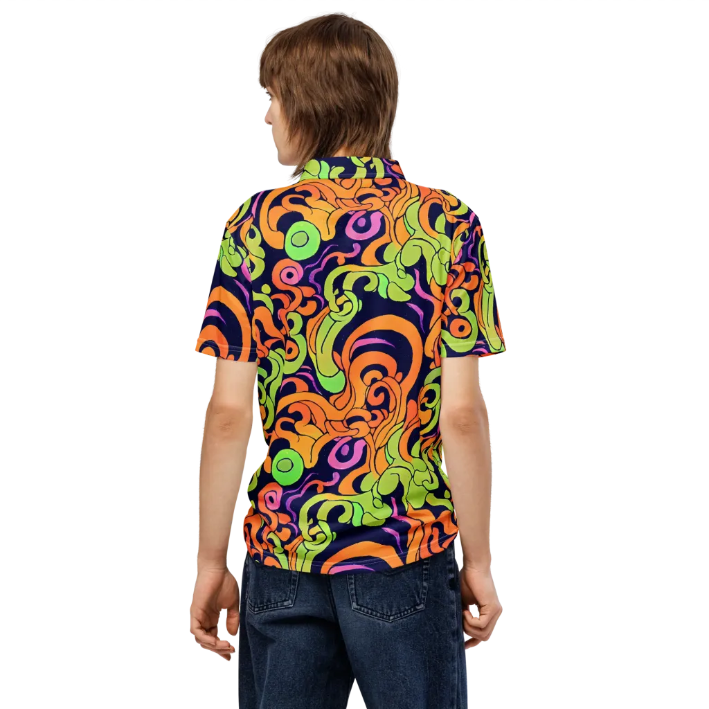 Acid Spiral on Men's Slim Fit Polo Shirt — Back