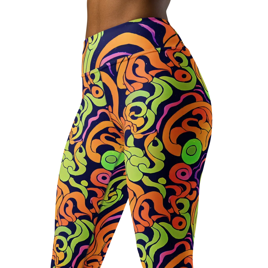Acid Spiral on Yoga Leggings — Left Front