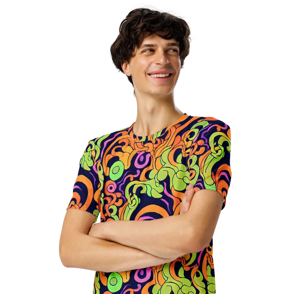 Acid Spiral on Men's Crew Neck T-Shirt — Left Front