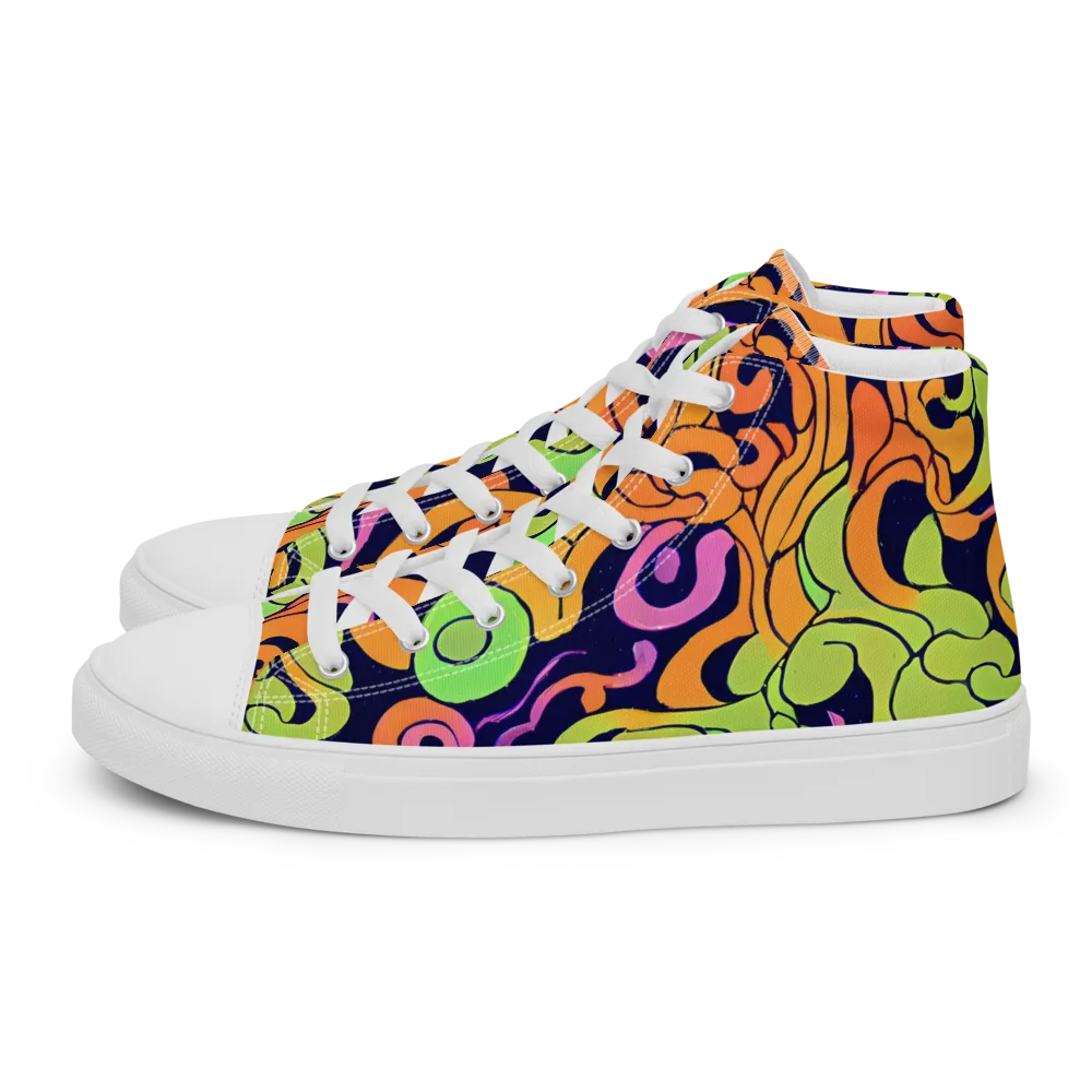 Acid Spiral on Men's High Top Canvas Shoes — Left