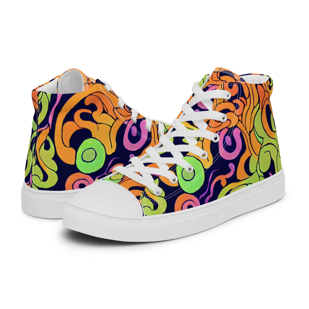 Acid Spiral on Men's High Top Canvas Shoes — Left