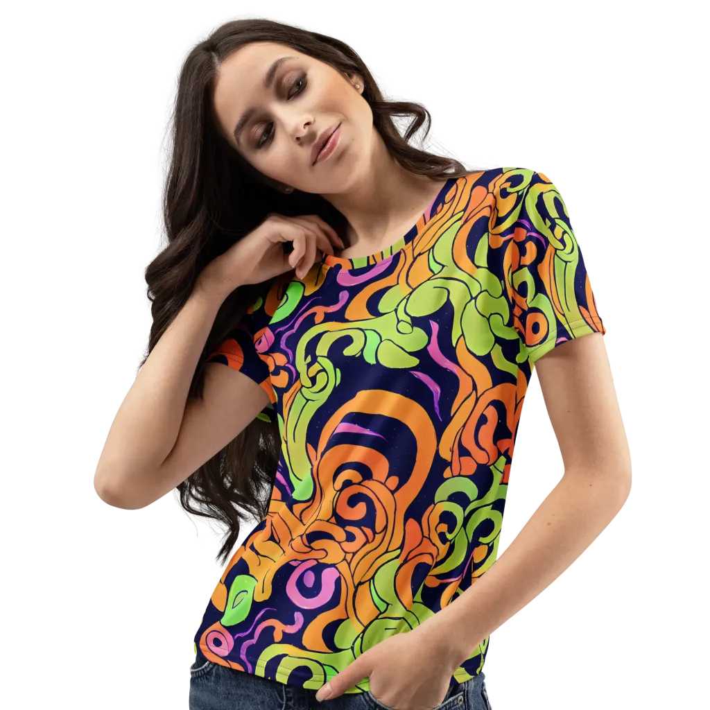 Acid Spiral on Women's Crew Neck T-Shirt — Left Front