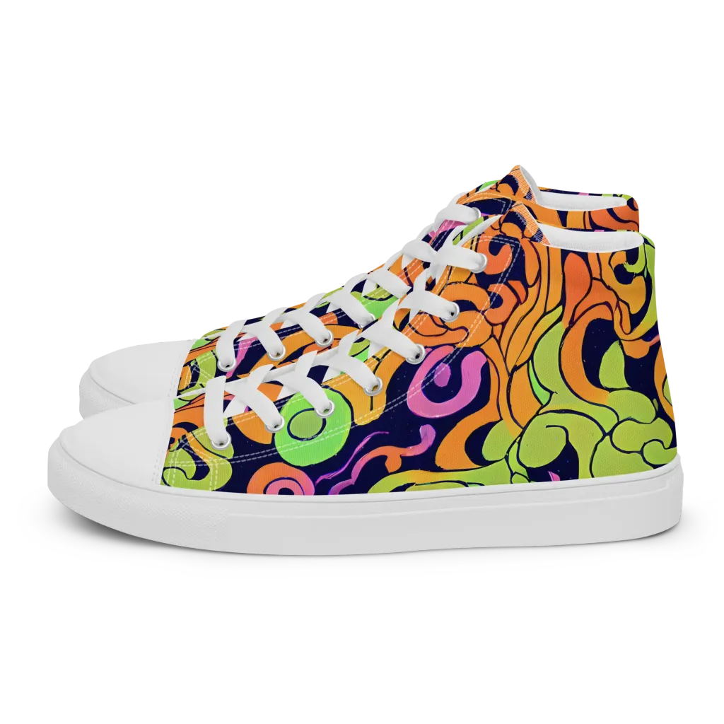 Acid Spiral on Women's High Top Canvas Shoes — Left