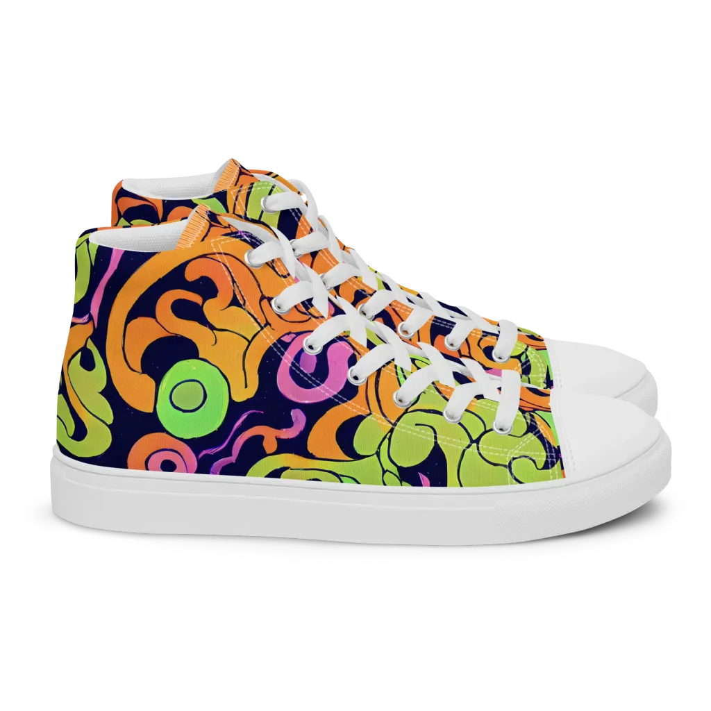 Acid Spiral on Women's High Top Canvas Shoes — Right