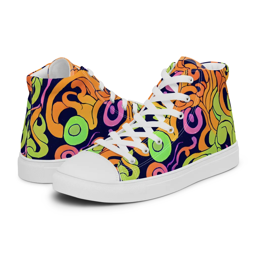 Acid Spiral on Women's High Top Canvas Shoes — Left