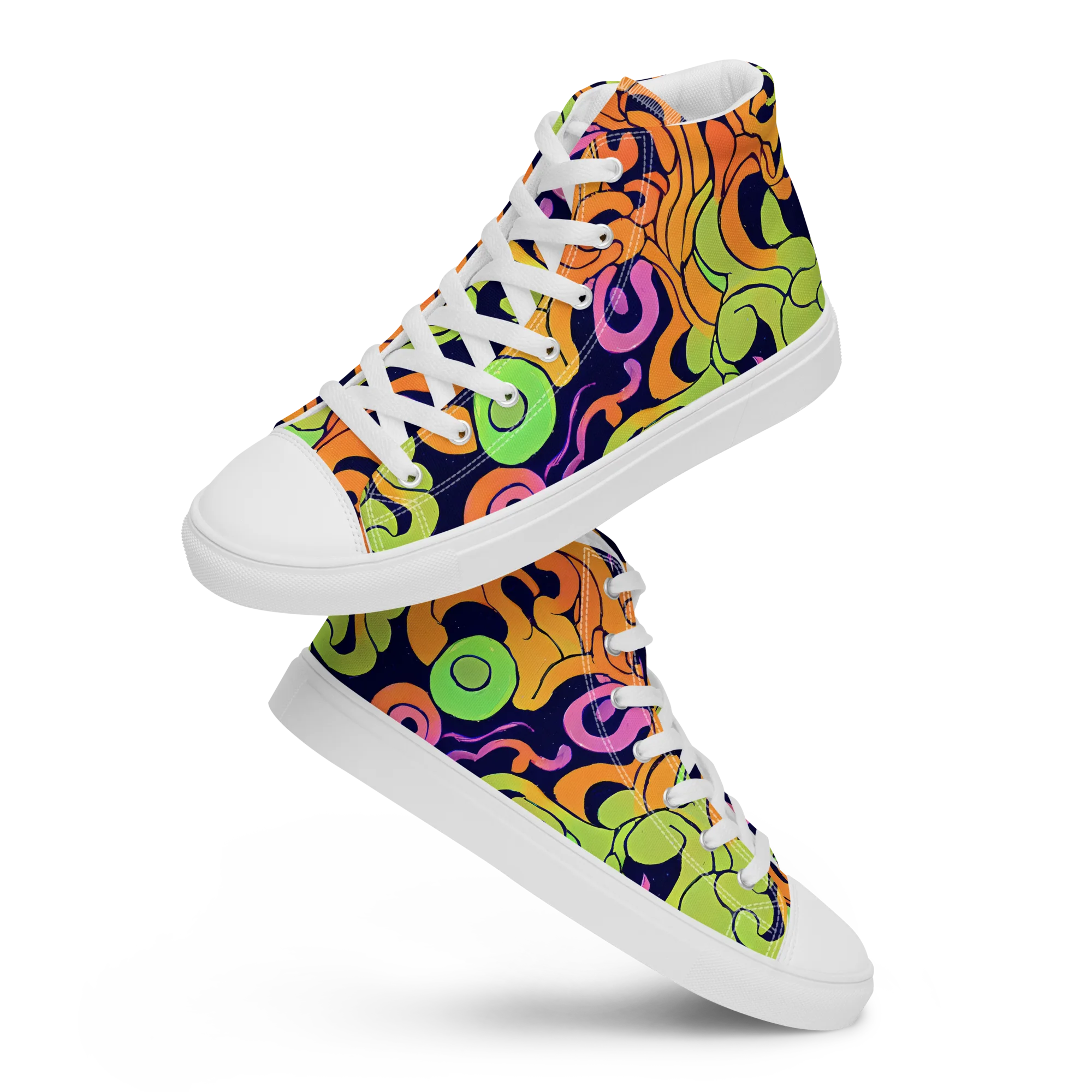 Acid Spiral on Women's High Top Canvas Shoes — Front