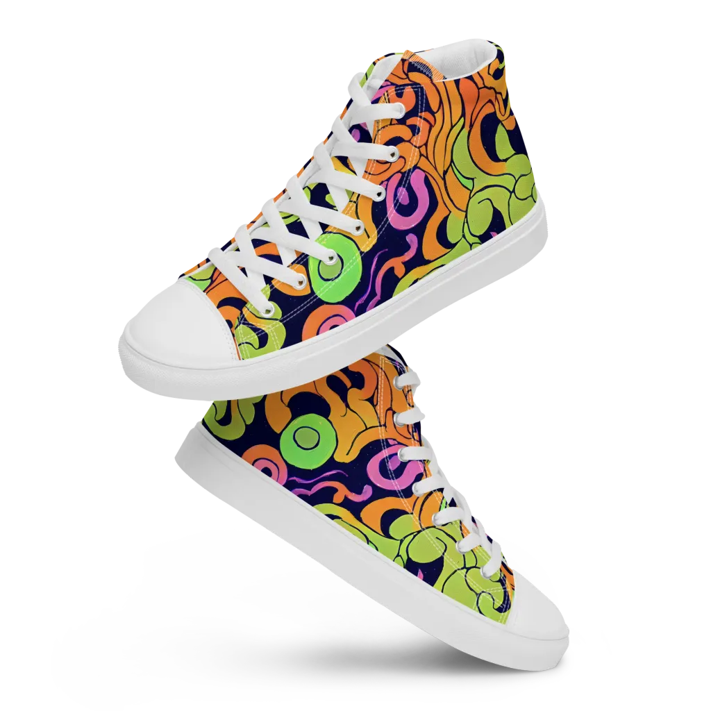 Acid Spiral on Women's High Top Canvas Shoes — Front