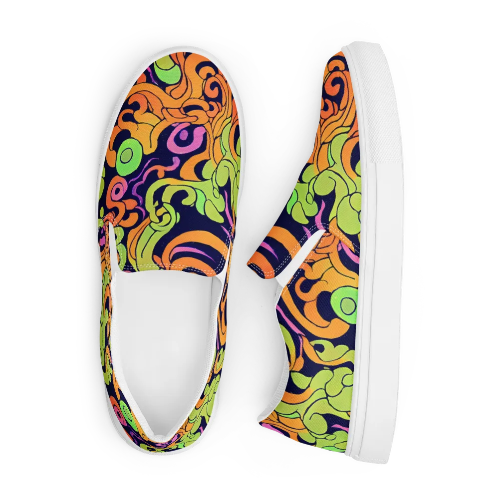 Acid Spiral on Men's Slip-On Canvas Shoes — Front