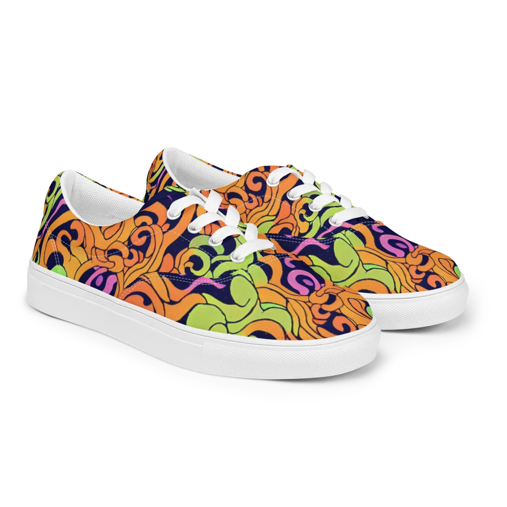 Acid Spiral on Men's Lace-Up Canvas Shoes — Right Front
