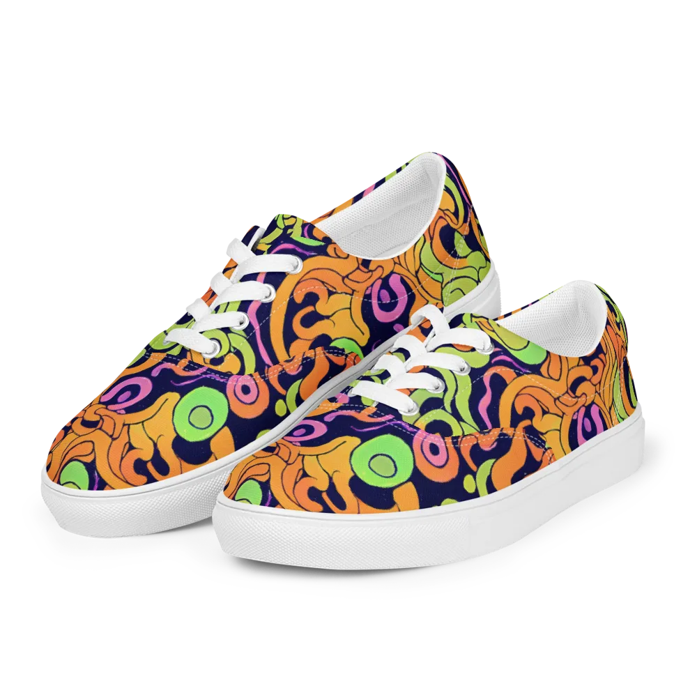 Acid Spiral on Men's Lace-Up Canvas Shoes — Left Front