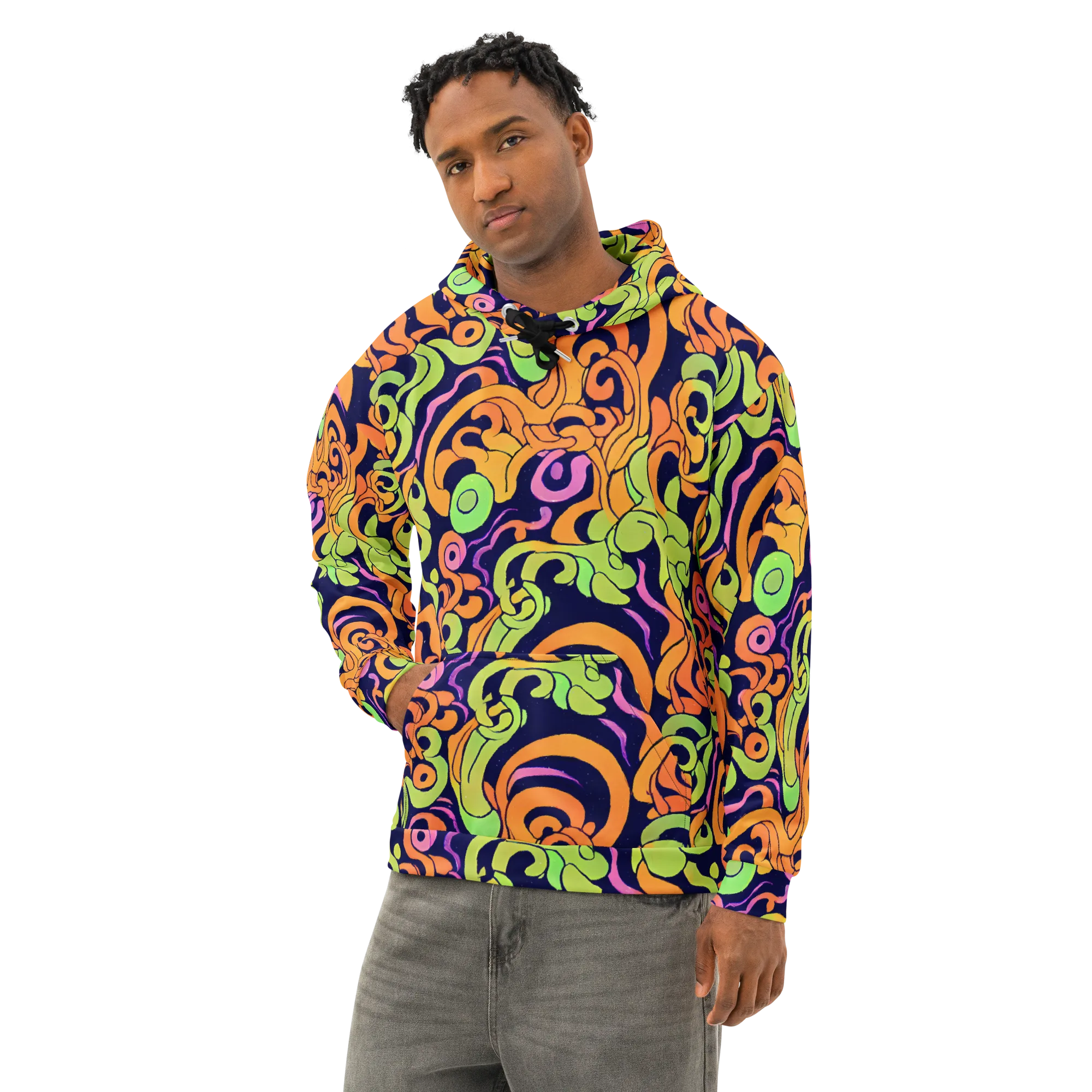 Acid Spiral on Cotton Hoodie — Left Front