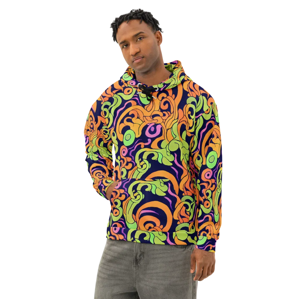 Acid Spiral on Cotton Hoodie — Left Front